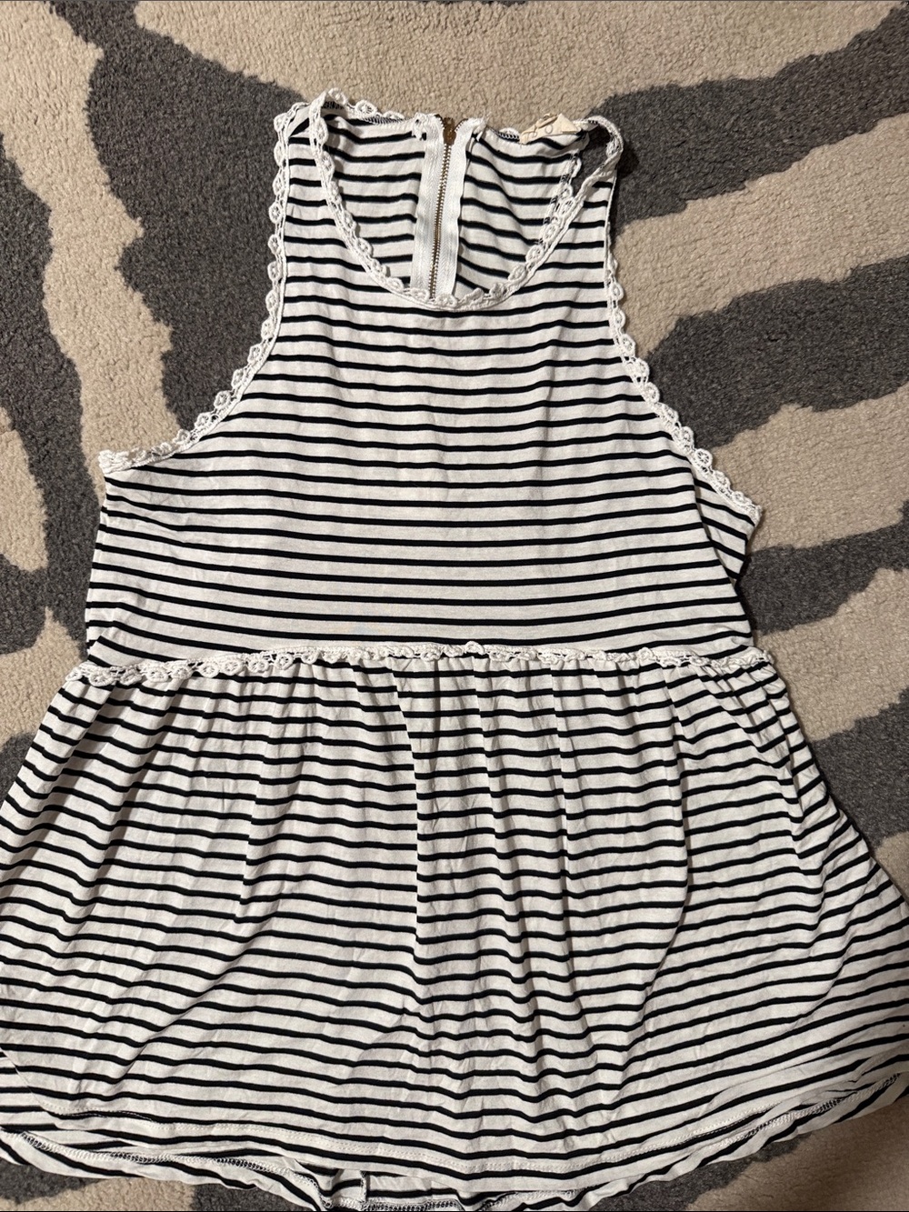 POL Striped Black and White Tank Top